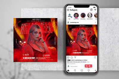 Halloween Night Instagram PSD Templates banner design flyer halloween halloween party party psd