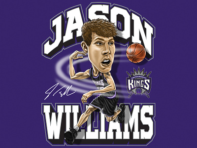 JASON WILLIAMS apparel design basketball caricature classic design drawing graphic design illustration lettering nba portrait retro sports throwback typography