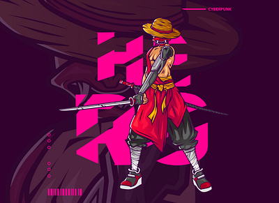 Samurai Cyberpunk art branding cartoon character color colorful cyberpunk design graphic graphic design illustration logo manga neon poster samurai t shirt design vector vintage wallpaper