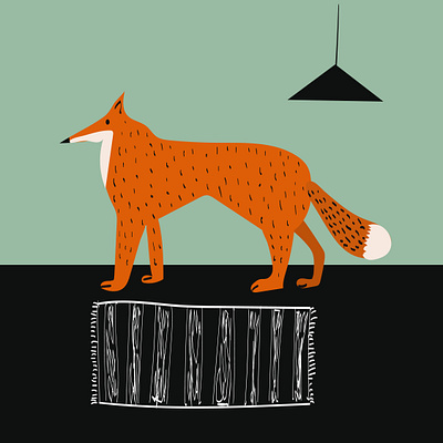 A fox came to my house animal art bookillustration design graphic graphic design illustration vect vector