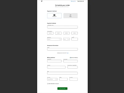 Credit card checkout ui