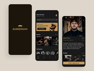 Barbershop App animation app design illustration mobile ui ux