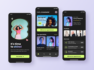 Hair Salon Appointment app beauty design figma hair hair salon hair salon app hair salon appointment mobile mobile app salon ui