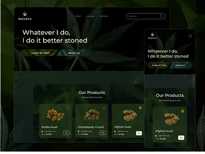 Weedya - shop webapp aesthetic design idea inspiration landing shop ui weed
