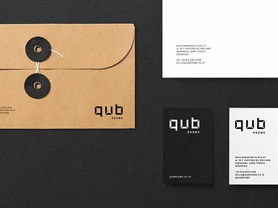 QUB Rooms - Stationery brand identity branding business clean design hotel hotel identity identity indonesia logo minimalist monochrome namecard stationery travelling vector