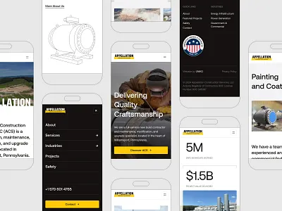ACS Construction Services - Responsive Website accessible website american contruction corporate website custom design high performance industrial infrastructure mobile first mobile screens responsive design responsive website uniko union contractor user experience web design web design agency webflow webflow development website optimization