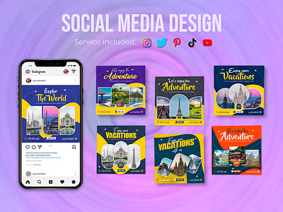 Travel Social Media Post Design adventure branding design graphic design illustration instagram post logo post social media marketing post social media sale travel travel post travel social media travel social media post design ui ux vacation post vacation social media post vector