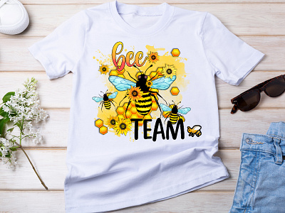Bee Team T-shirt Design bee best t shirt branding custom t shirt design funny t shirt graphic design honey bee illustration t shirt design typography