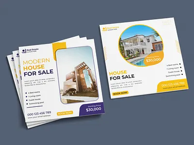 Real Estate social media post template banner business creative designer editable graphic design house for sale modern premium professional real estate social square template