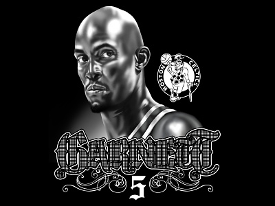 KEVIN GARNETT basketball design graphic design illustration lettering nba portrait tshirt design typography