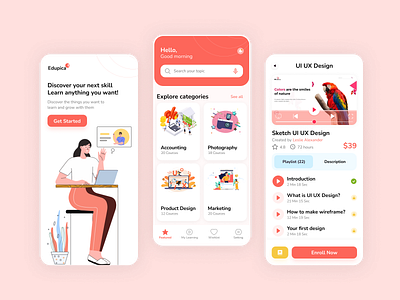 Online Learning Mobile App design illustration mobile app mobile app design ui ui ux ux ui designer hanoi