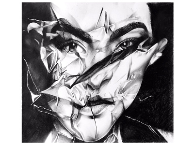 CRUMPLED PORTRAIT abstract draw drawing illustration pencil portrait