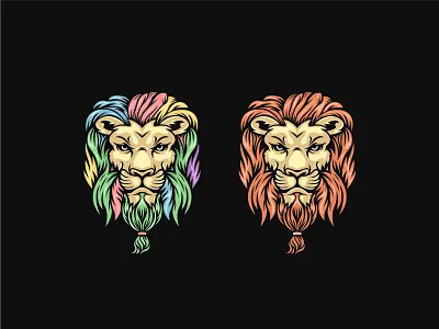Colorful Lion Logo design illustration lion logo
