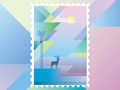 Deer animal deer forest illustration night painting