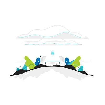 The Light alone blue clouds flat green illustration landscape lineart mental health minimalistic sea sunrise sunset vector