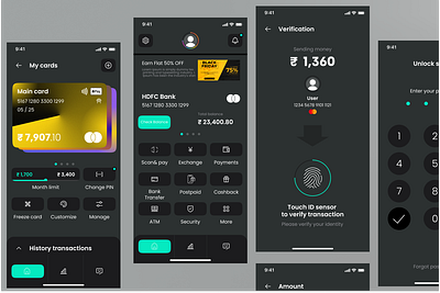 Bank App UI adobesuite branding design graphic design illustration logo photoshop ui ux vector