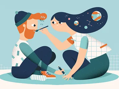 Draw me a smile design friendship illustration love people pop vector