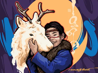 Tsaatan girl art artwork digital art graphic art illustration mongolia moshu art ondodesign tsaatan tsaatangirl vector