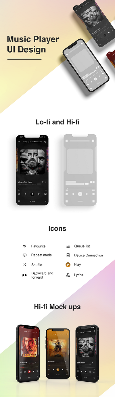 Music Player UI Design app dailyui design graphic design illustration mobile app musicplayerui ui ui ux ux