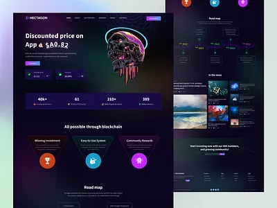 Hectagon Redesign Concept. blockchain branding design crypto art crypto landing page cryptocurrency dark landing page dark theme homepage landing page marketplace minimalist nft nft design nft landing page nft marketplace redesign uiux web design website website design