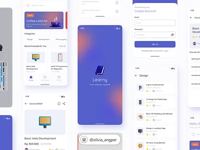 Learny - Online Course App 3d app class clean course design education figma learn minimal mobile mobile app mobile design modern online course ui ui design ux ux design