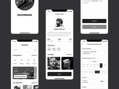 Barbershop mobile app app inte mobile app ui