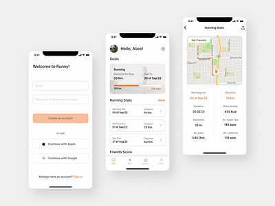 Mobile app for running app design mobile app ui