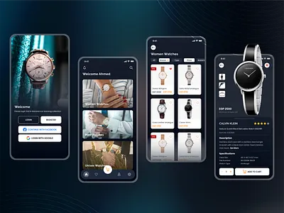 E - Watches Mobile Application design e commerce mobile ui online store shop store ui watches