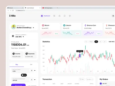 Crypto Dashboard UI binance bitcoin btc coin coin exchange crypto cryptocurrency dashboard dashboard ui ethereum exchange graph minimal dashboard ui user experience ux wallet wallet app web app web application