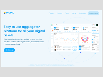 Digimo Landing Page app dashboard design hireme interface mockup rebound ui ux uxdesign