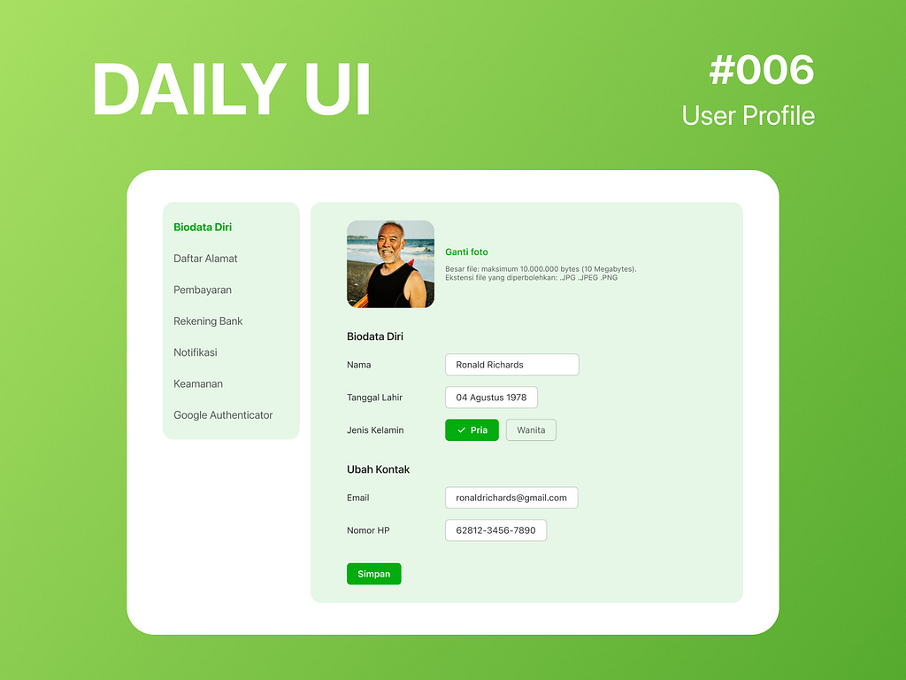 User Profile UI Design Website by Lukman Indro Prakoso on Dribbble