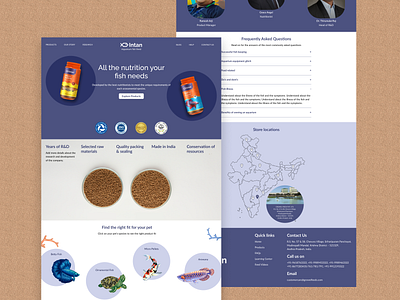 Web site design: Landing page design for fish feeds branding copy writing design fish feeds landing page pet product ui user experience user interface ux ux writing website