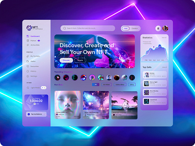 NFT Dashboard app art design digital graphic design marketplace nft ui ux