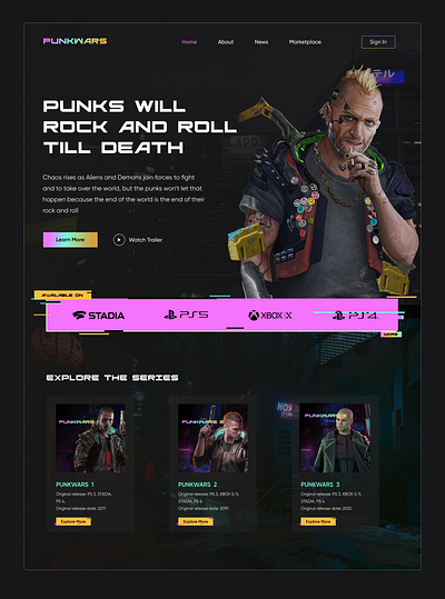 PUNKWARS figma landingpage ui uiux