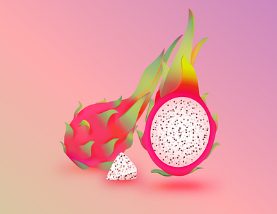 Dragonfruit 2d illustration food food illustration fruits gradient illustration pitahaya pitaya red tropical vector dragonfruit