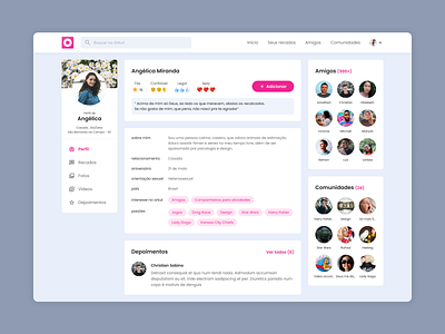 Orkut Redesign Concept - Profile Page design facebook flat layout minimal orkut social network twitter ui ui design ux web website