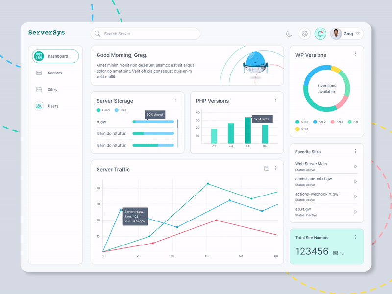 Server System Management - Admin Panel / Dashboard Design design figma illustration ui uidesign uiux ux website design