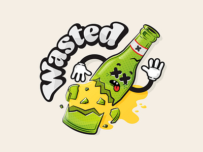 Wasted!!...broken bottle alcohol beer blackout bottle broken buzzed funny humor party redbubble redbubbleart redbubblecommunity redbubbledesigns redbubbleprojects redbubbleseller redbubbleshop redbubblestickers redbubblestore sticker wasted