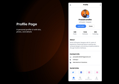 Profile Page – Your Digital Identity! app branding design graphic design ui ux