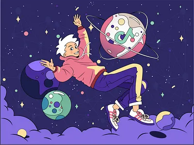 The land of TikTok! animation branding design digital art flat flat design flat illustration graphic design illo illustration illustrator motion graphics music space tiktak tiktok vector