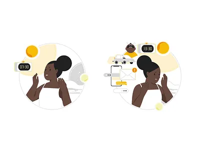 Stress level flat illustration lineart mental health minimalistic stress vector yellow