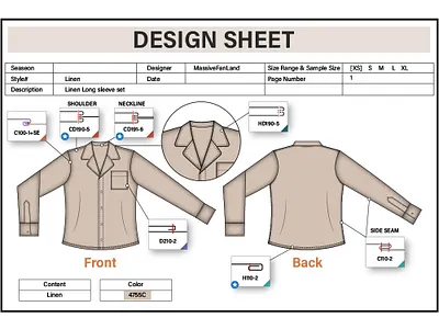 Long Sleeve Tech Pack apparel design fashion fashion design funny illustation logo tech pack trendy vector