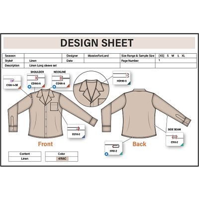 Long Sleeve Tech Pack apparel design fashion fashion design funny illustation logo tech pack trendy vector