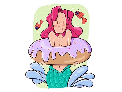 Mermaid design digital painting doughnut drawing graphic design illustration illustrator mermaid motion graphics procreate