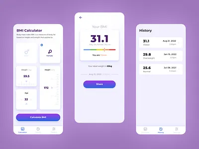 Mobile App: BMI Calculator android app app design bmi bmi calculator clean iphone minimal mobile design ui uiux user interface ux