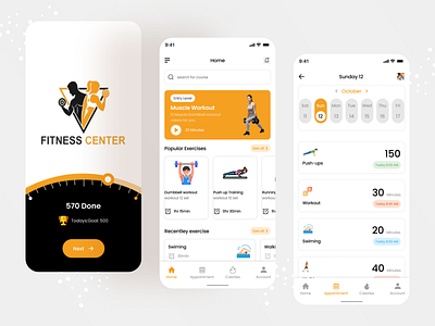 Fitness & workout center mobile app ui design exercise fitlife fitness fitness app ui fitness center fitness ui gym gym center gym guide gym guideline healthy life mobile ui ui uiux work out work out app ui work out ui workout workout app workout ui