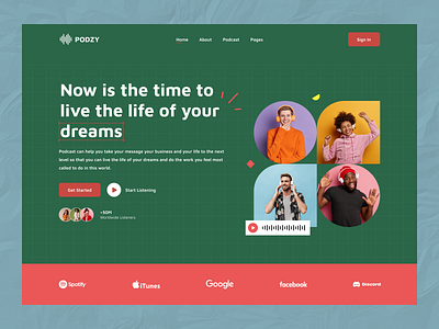 Podcast Web Header 3d animation branding design graphic design landing page logo motion graphics podcast web header podcasting website typography ui user experience user interface ux web design web ui website design website designer