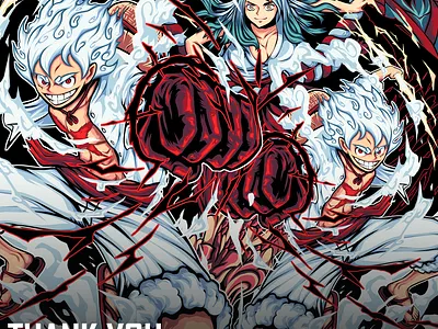 Wano Kuni Heroes - One Piece anime design fanart fantasy gear 5 illustration japanese luffy manga one piece tshirt design
