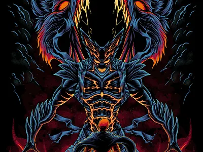 Wolf Garou vs Saitama - One Punch Man anime design fanart fantasy illustration japanese manga one punch man saitama tshirt design
