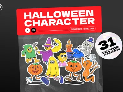 Halloween Character Set cartoon design draw flat illustration flatdesign illustration logo vector